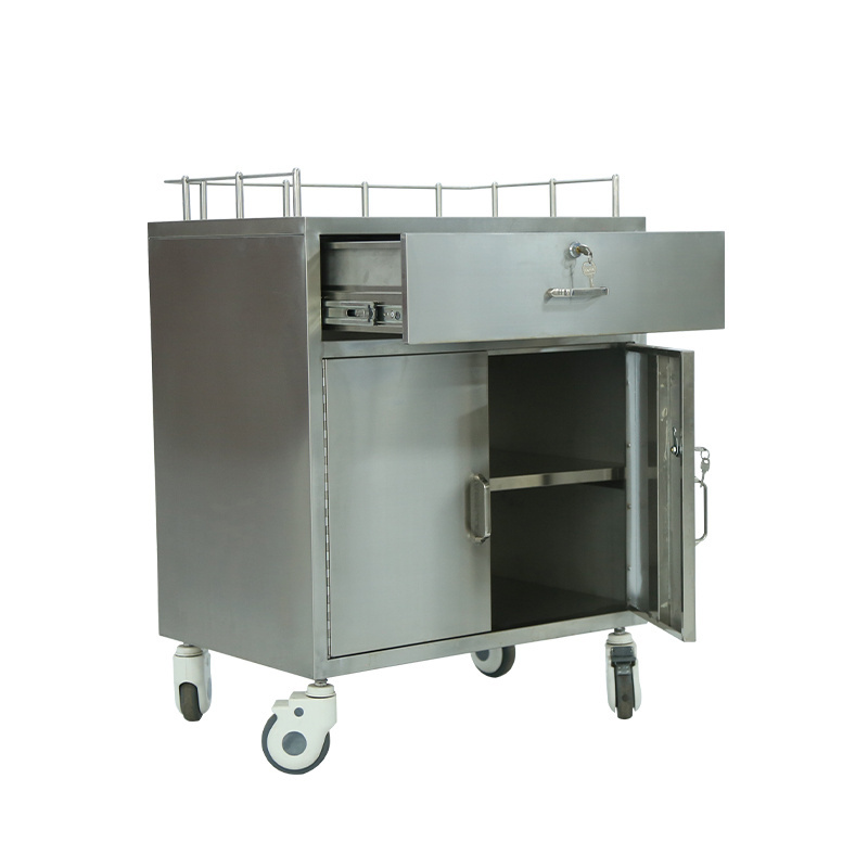 Factory High-Quality Hospital Furniture Stainless Steel Nursing Cart With Drawer Treatment Vehicle Easy To Use And Clean