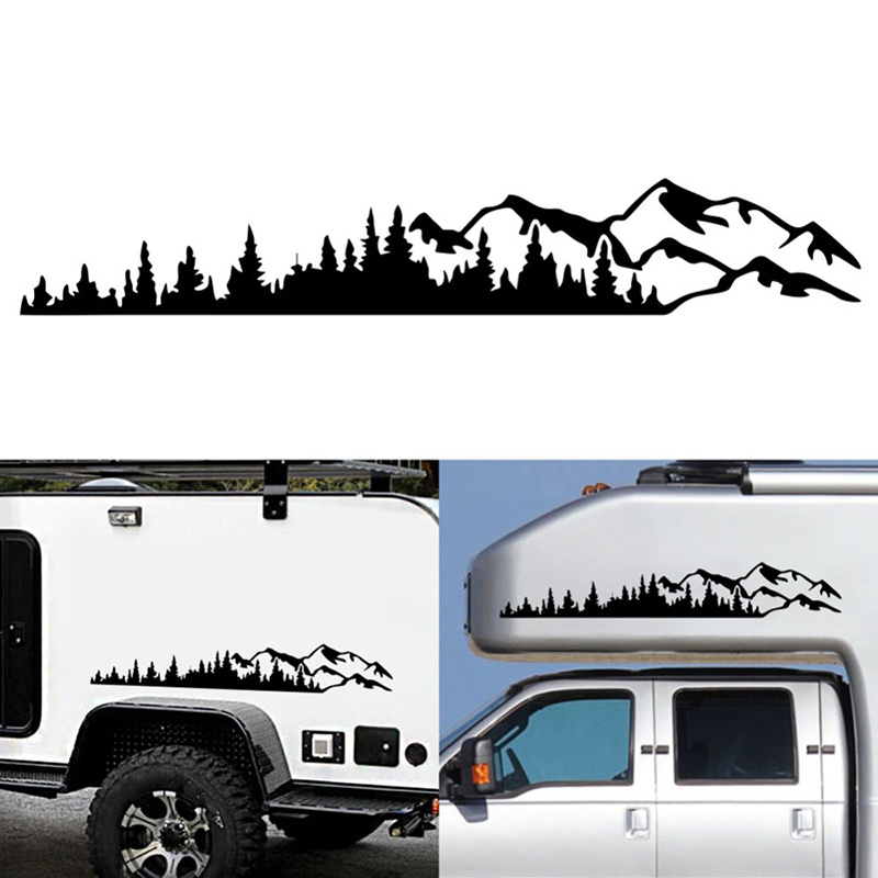 Car Stickers Of Mountain And Tree Rearview Mirror Decal Sticker Funny Auto Body