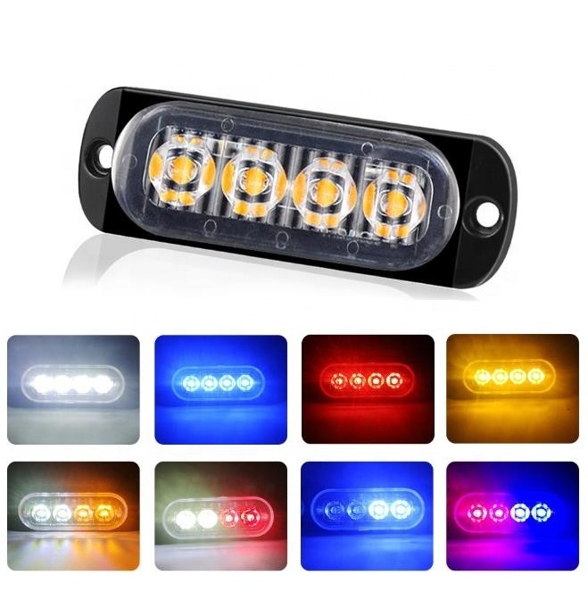 12V 24V 4 LED Strobe Lights Vehicles Trucks Emergency Strobe Lights Kit 12V -24V Beacon Warning Hazard Flash Strobe Lights