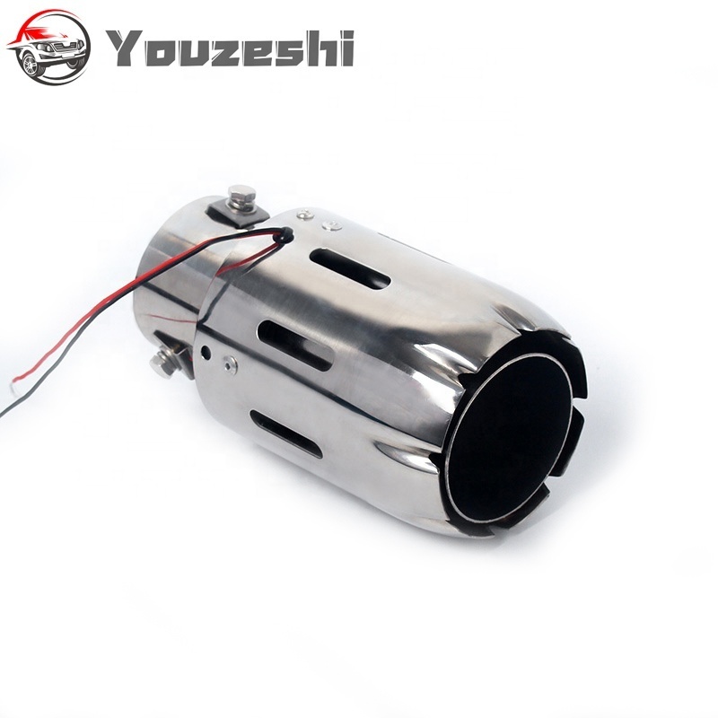 Car modification Universal SUS304 Carbon Fiber exhaust muffler tip silencer with LED light 2.5