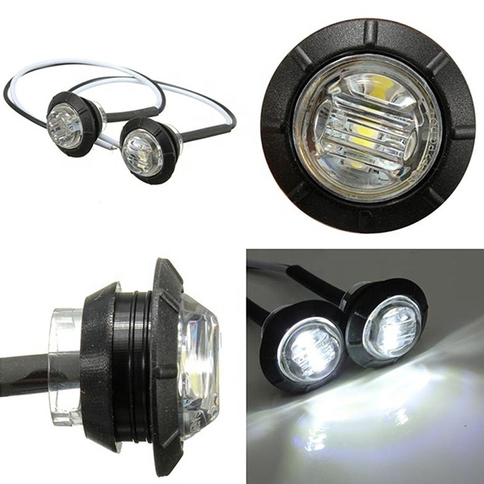 3/4 in' Round 3LED Light Front Rear Side Marker Indicators Light for Truck Car Bus Trailer Van Caravan Boat