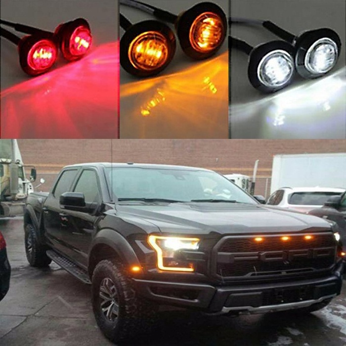 3/4 in' Round 3LED Light Front Rear Side Marker Indicators Light for Truck Car Bus Trailer Van Caravan Boat