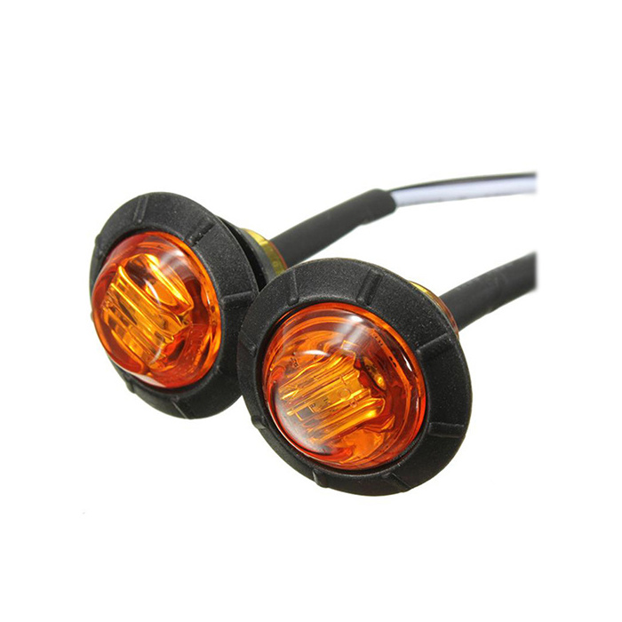 3/4 in' Round 3LED Light Front Rear Side Marker Indicators Light for Truck Car Bus Trailer Van Caravan Boat