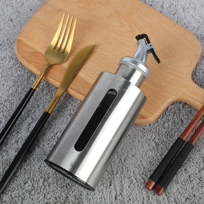 Hot Stainless Steel Oil Bottle Glass Container For Soy Sauce Vinegar Vinegar Dispenser Bottle