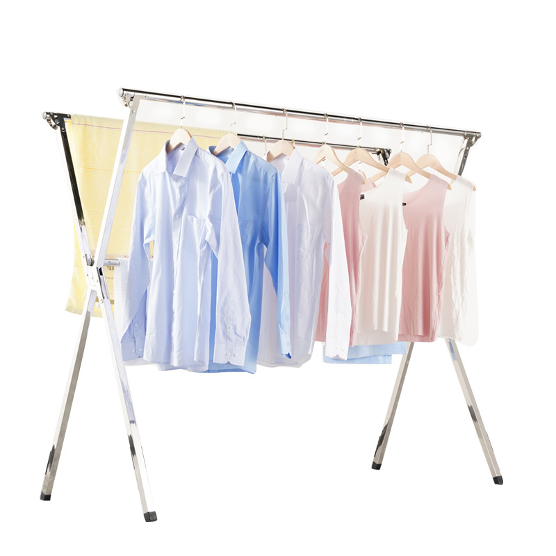 Good Supplier Heavy Duty Adjustable Double Rod Clothes Drying Rolling Garment Rack