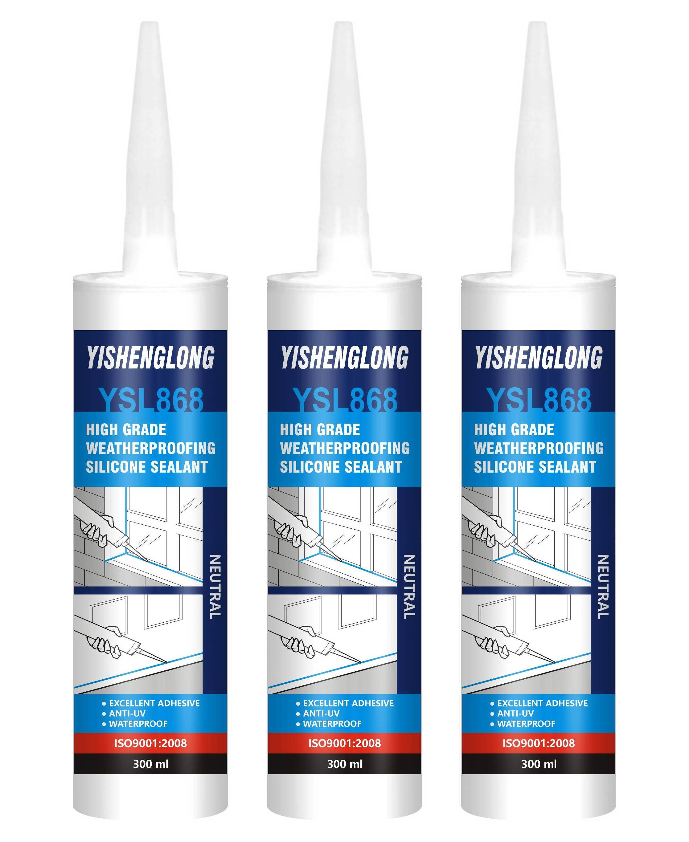 YSL-868 Waterproof glue neutral clear soft rubber silicone sealant 793 a insulating glass