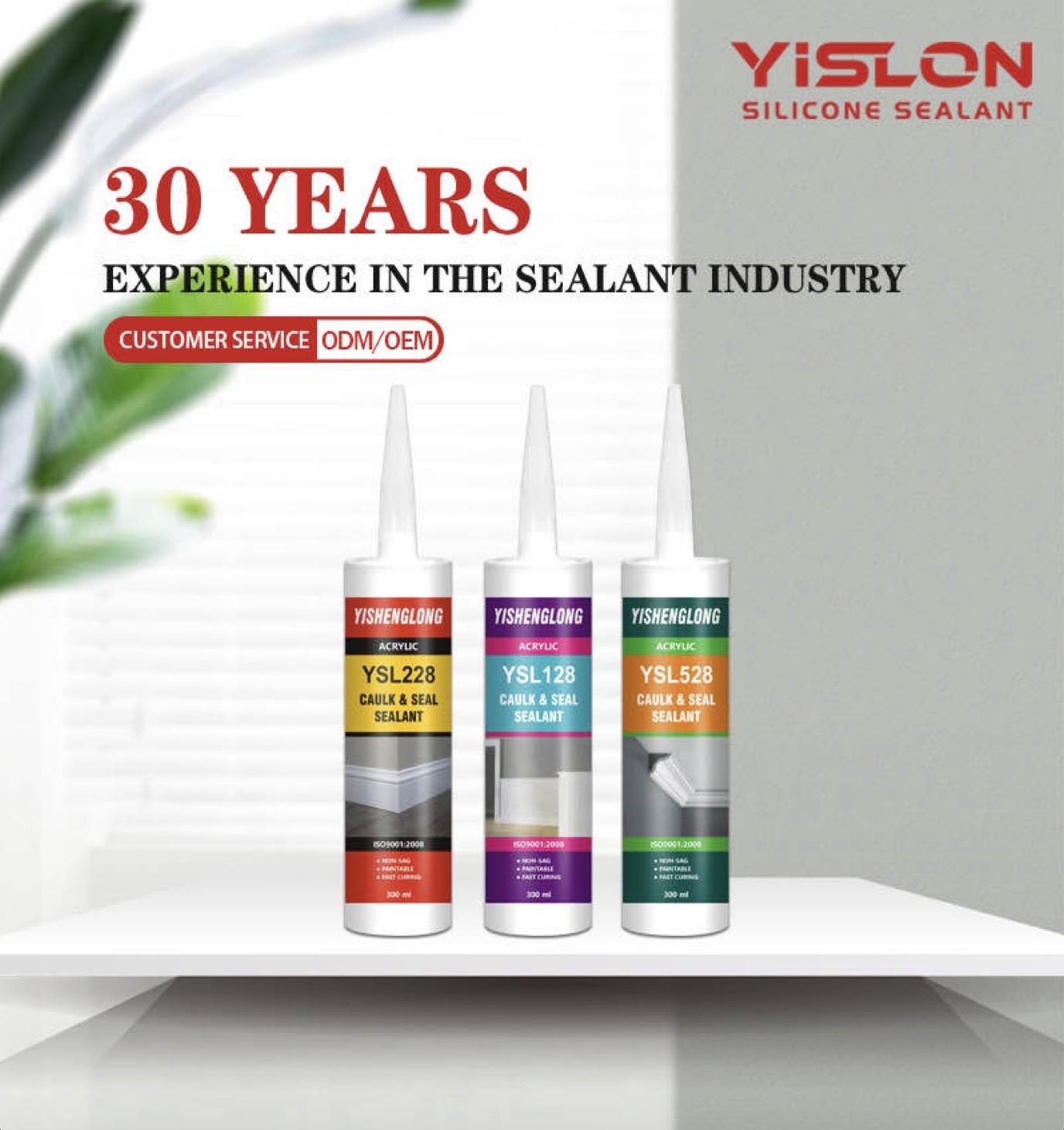 YiSLON Acrylic glue  adhesive and sealant manufacture glue mastic fireproof acrylic sealant