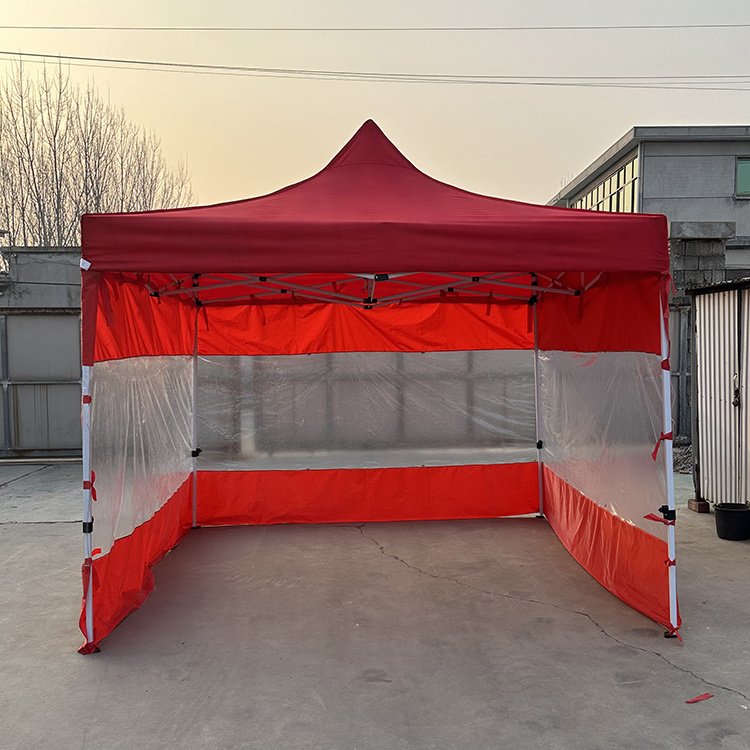 Folding Gazebo 3M*3M Four-Corner Folding Tent Tarpaulin Outdoor Waterproof Transparent Window Tent Tarpaulin