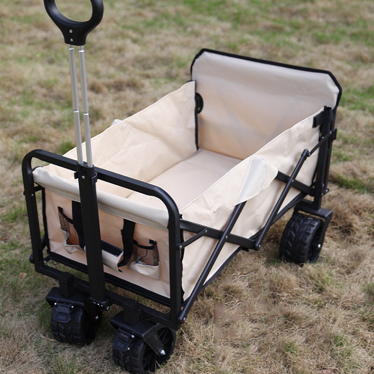 Camping Folding Wagon Outdoor Picnic Beach Camping Cart Trolley Garden Trail Foldable Collapsible Folding Utility Cart Wagon