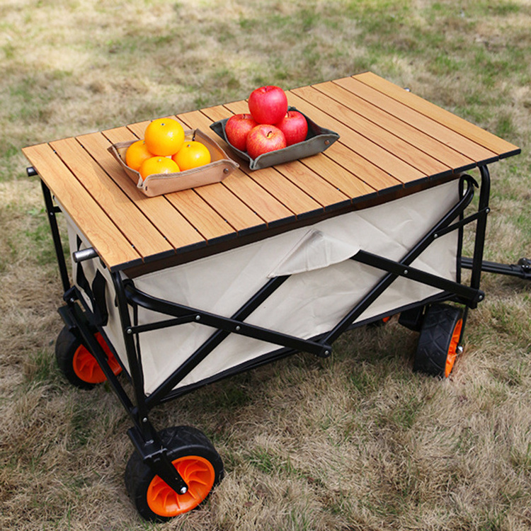 Camping Folding Wagon Outdoor Picnic Beach Camping Cart Trolley Garden Trail Foldable Collapsible Folding Utility Cart Wagon