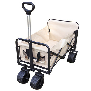 Camping Folding Wagon Outdoor Picnic Beach Camping Cart Trolley Garden Trail Foldable Collapsible Folding Utility Cart Wagon