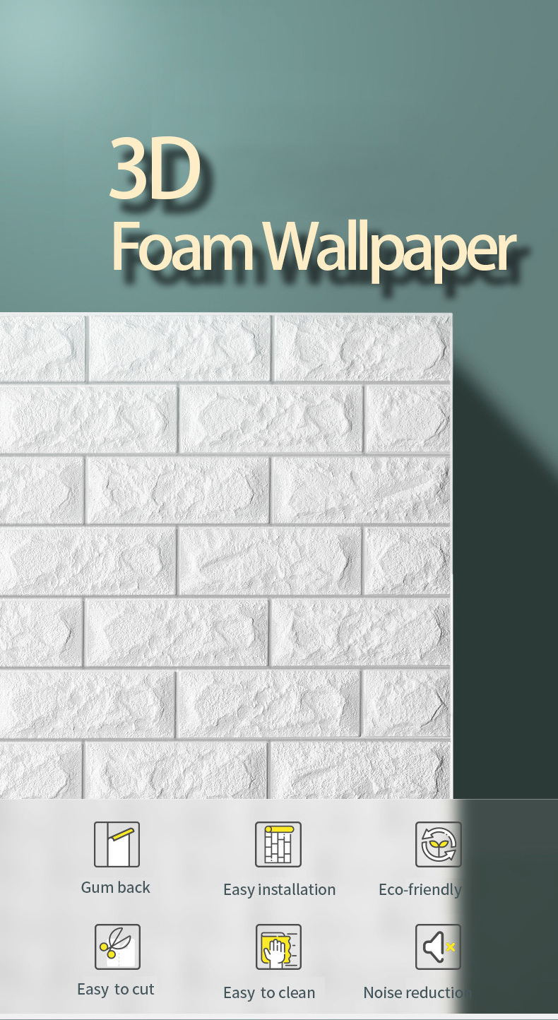 high quality household decorative 8mm 3d wallpaper stickers textured room marble brick 3d wallpaper for baby boy room