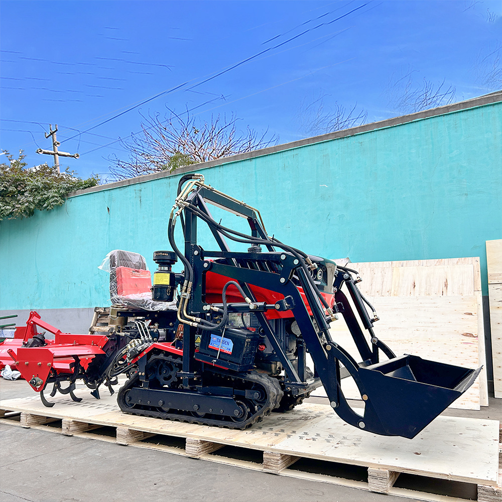 Farm Orchard Dry Land Paddy Field Crawler Tractor With Rotary Tiller Double Plow Snow Shovel