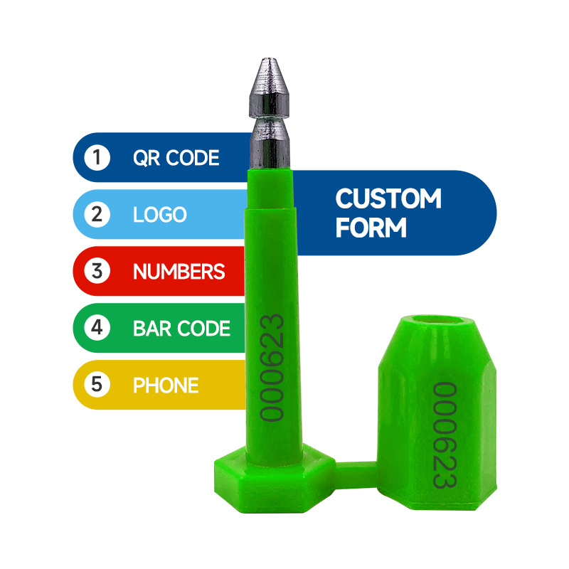 custom logo barcode qrcode anti-rotation container bolt seal selflocking single use metal seal bolt