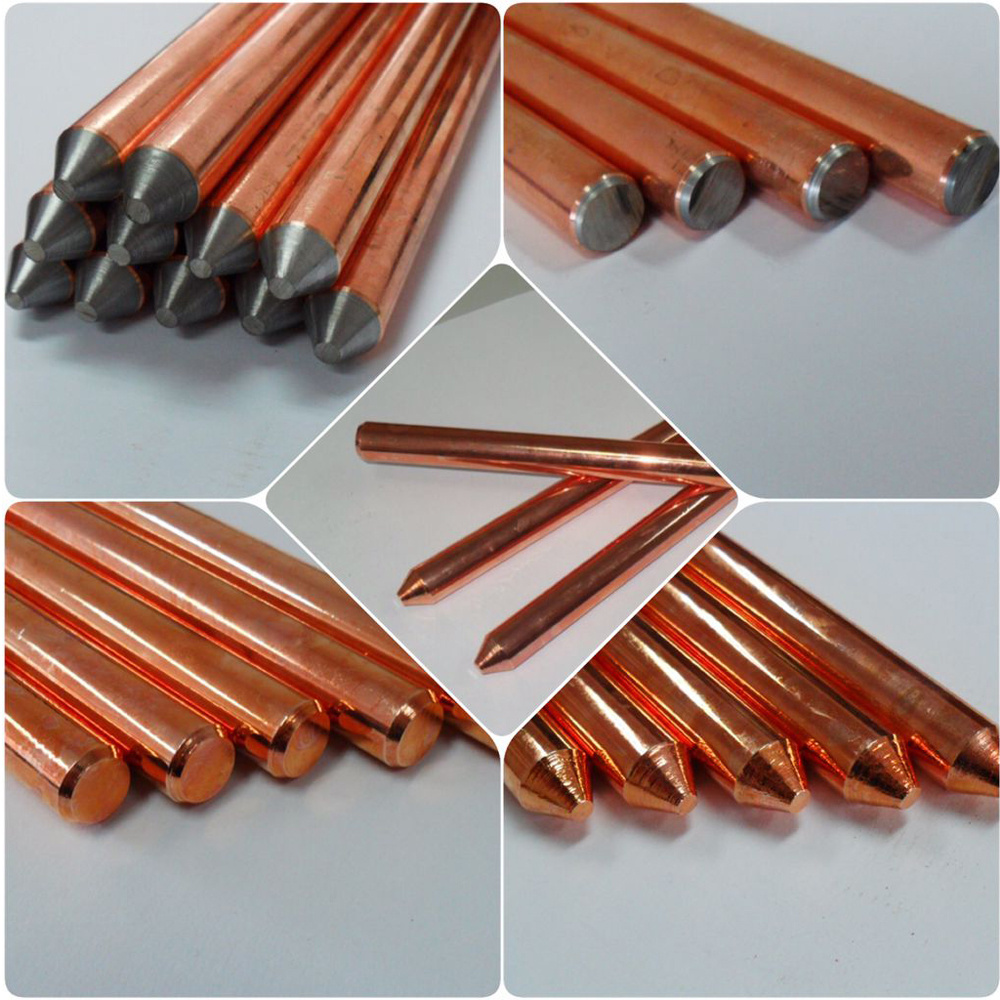 99.99% pure copper grounding rod for electrical grounding system copper earth rod price