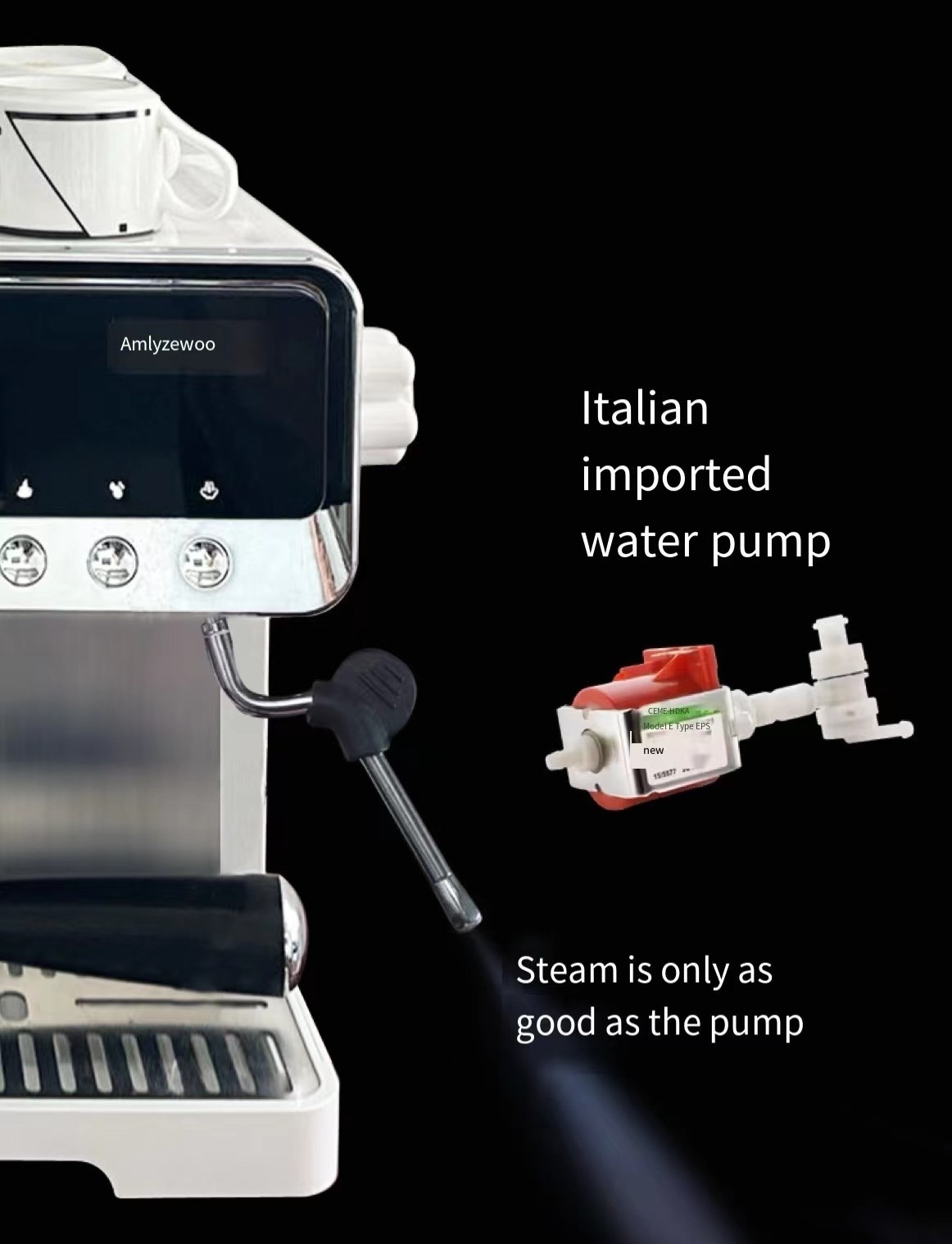 20 Bar Espresso Maker with Plastic Free Portafitler and Steamer for Latte Cappuccino,Expresso Coffee Machine with Pressure Gauge