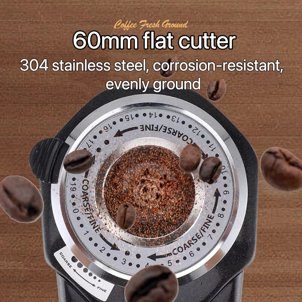 Professional espresso Coffee grinder 60mm flat burr coffee grinder electric commercial 19 speed adjustable coffee mill electric