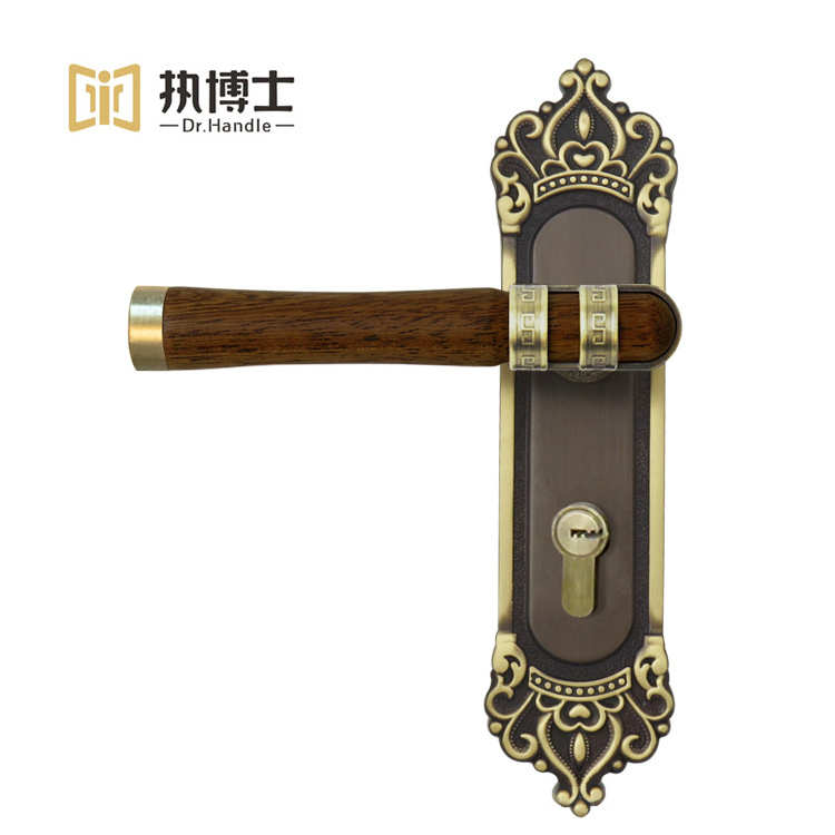 2023 New Design  Brass interior door handles satin Rosewood and Brass Interior door handles