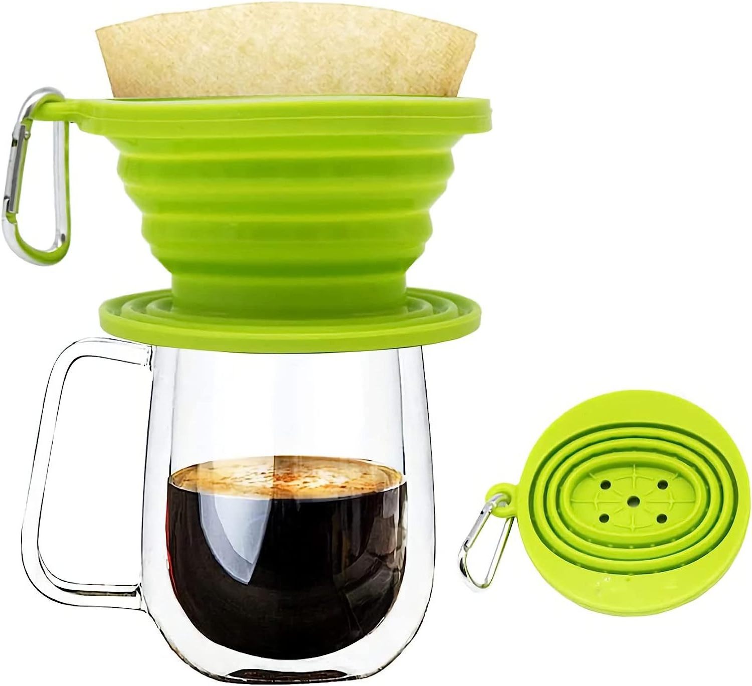 Food Grade Reusable Collapsible Camping Pour Over Filter Silicone Coffee Dripper