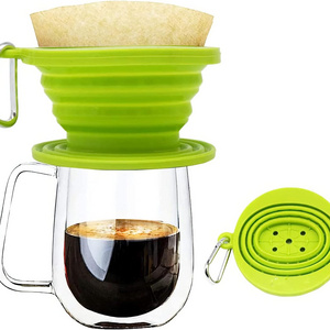 Food Grade Reusable Collapsible Camping Pour Over Filter Silicone Coffee Dripper