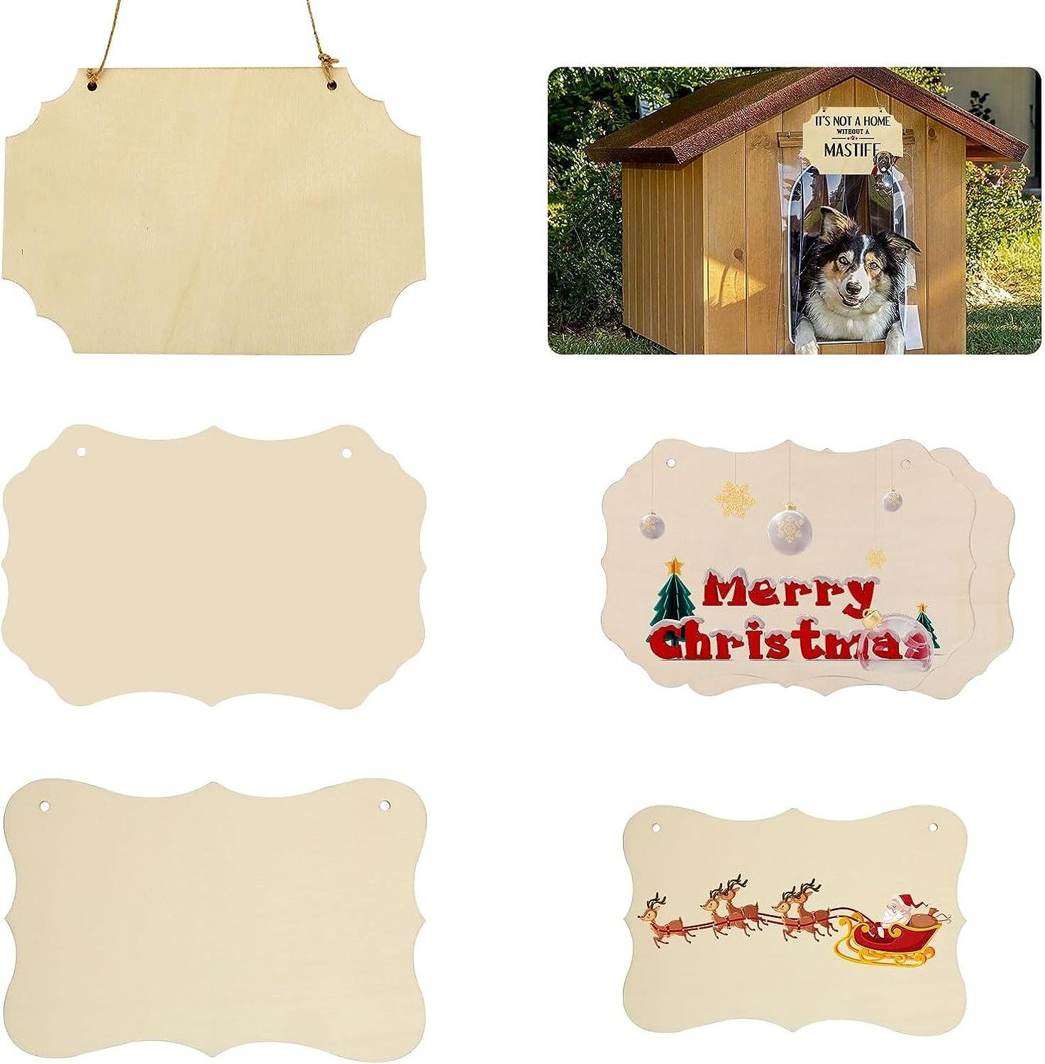 Unfinished Blank Wood Sign with  Christmas Painting wholesale wood sign blanks Hanging Decorations