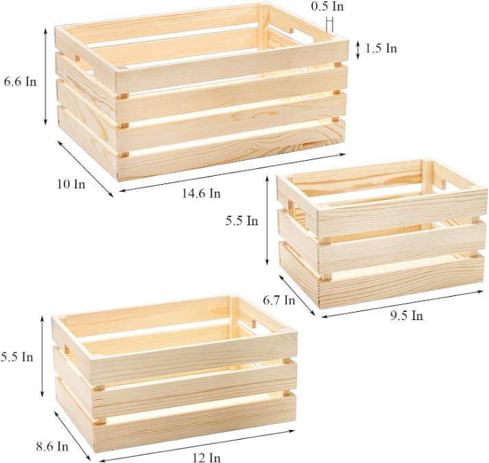 Environmental protection wooden crates Durable solid wood crates mini wooden crates wholesale