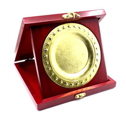 High Quality Blank Wooden award round Shield plaque with wooden box Trophy Plaques and wooden shield with box