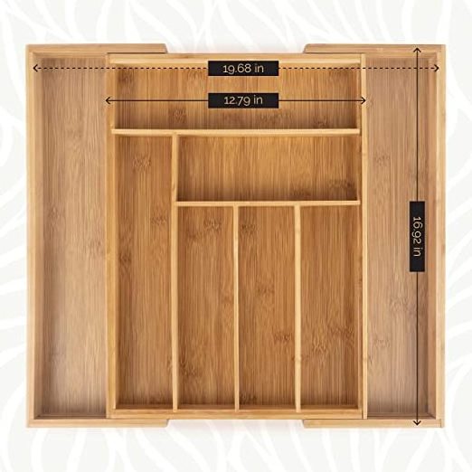 Bamboo expandable bamboo kitchen drawer organizer for adjustable Cutlery Tray bamboo kitchen drawer organizer