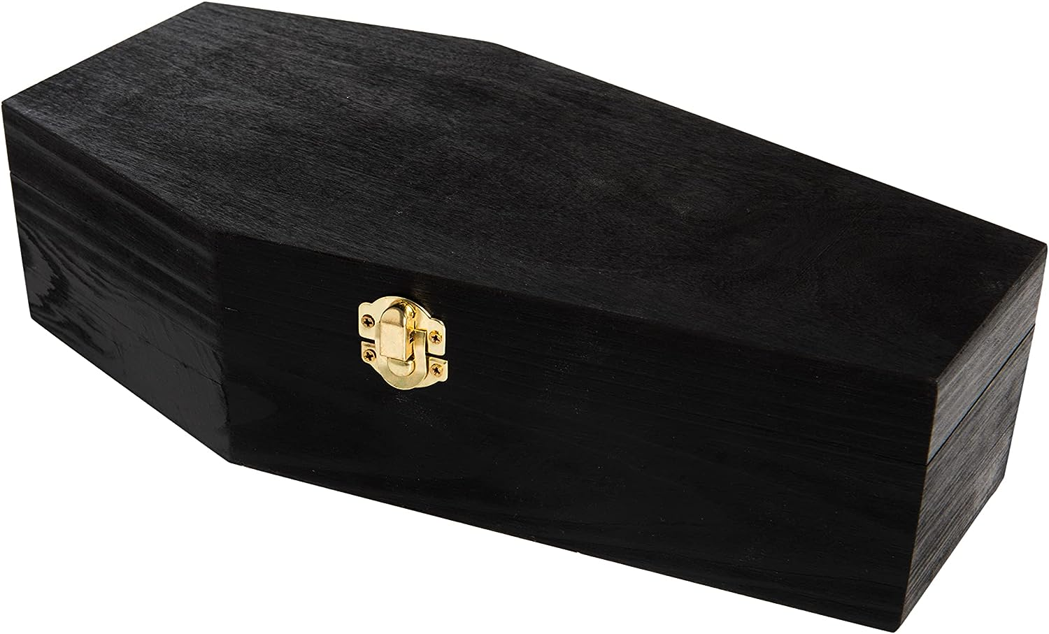 Creative Hobbies 12in Black Painted Wood Coffin Box Halloween Fillable Hinged unfinished mini coffin wood packaging box