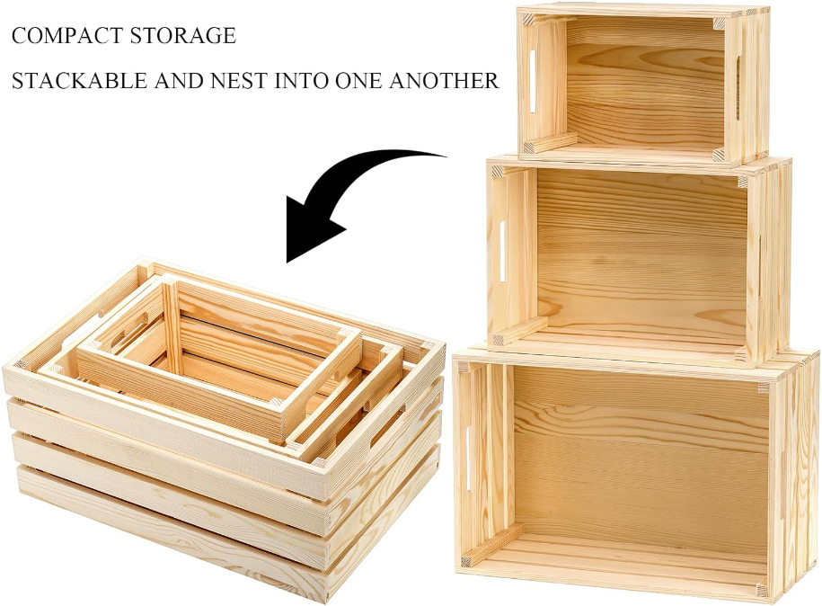 Environmental protection wooden crates Durable solid wood crates mini wooden crates wholesale