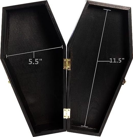 Creative Hobbies 12in Black Painted Wood Coffin Box Halloween Fillable Hinged unfinished mini coffin wood packaging box