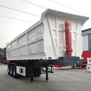 ZW semi trailer factory 3 axle 30 cubic 60 ton dump trailer hydraulic rear side tipper dump trailer for sale