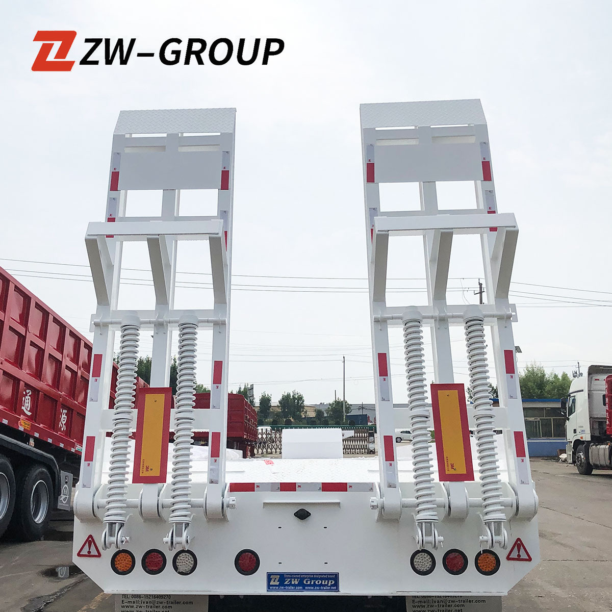 ZW Group construction machinery Transporter Gooseneck Used Lowboy Trailer 3 axles 60 ton lowbed semi trailer