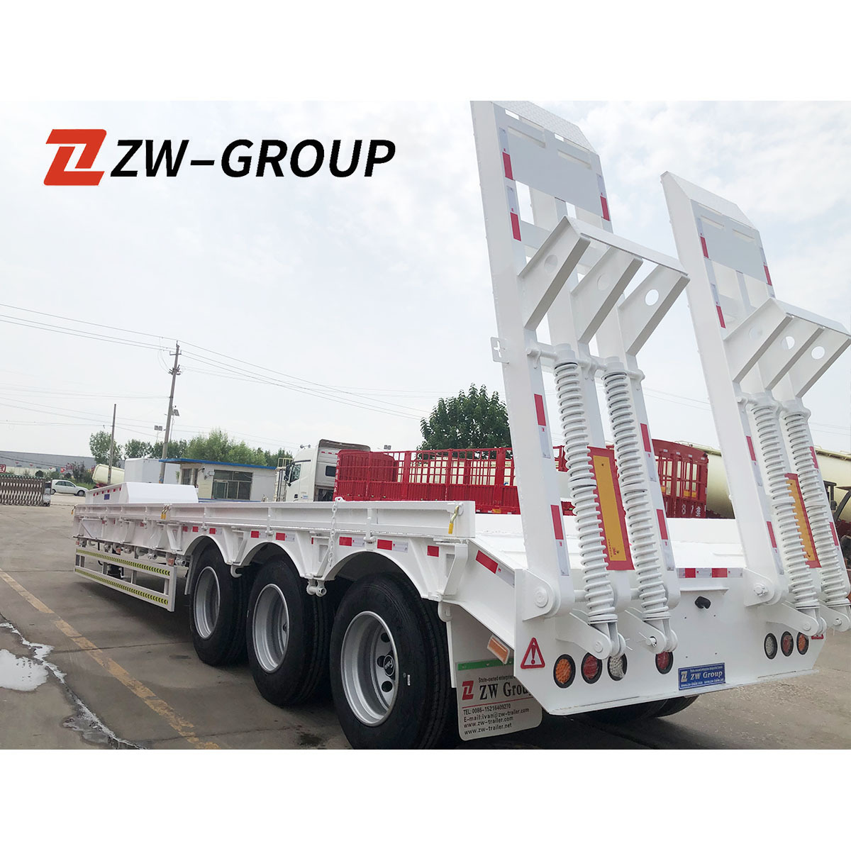 ZW Group construction machinery Transporter Gooseneck Used Lowboy Trailer 3 axles 60 ton lowbed semi trailer