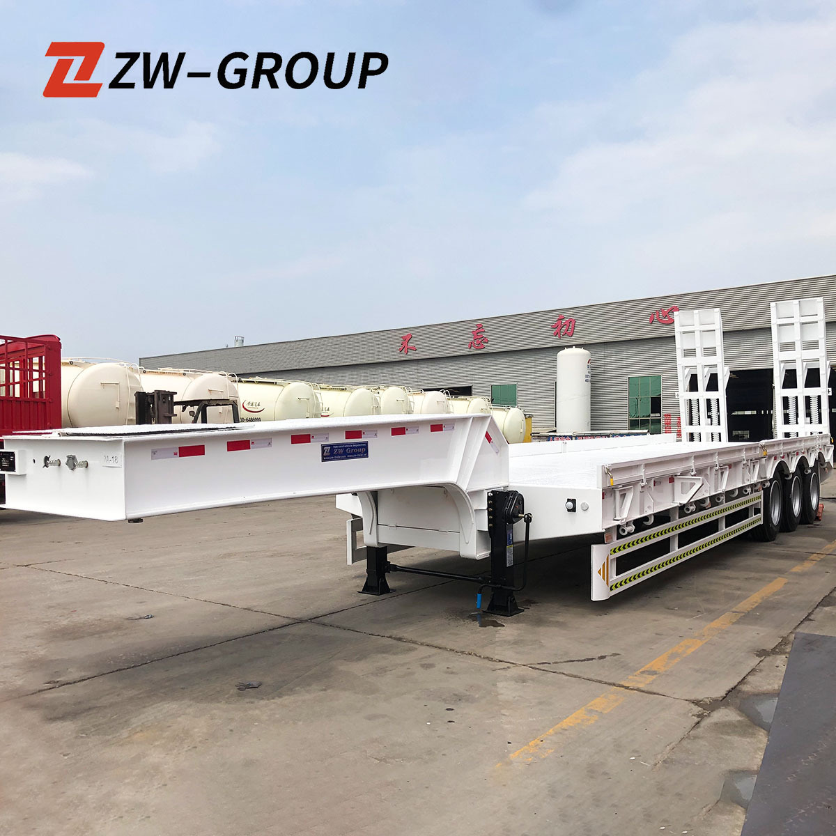 ZW Group construction machinery Transporter Gooseneck Used Lowboy Trailer 3 axles 60 ton lowbed semi trailer