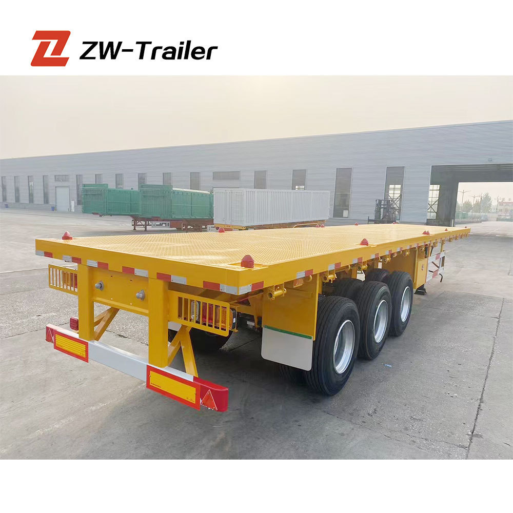 ZW Group 3 Axle 20ft Shipping Chassis Flatbed Semi Trailer 40ft Container trailer for tanzania