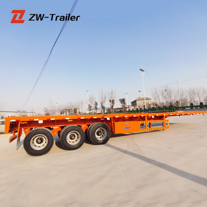 ZW Group 3 axle 40ft Container Flatbed Semi Trailer Truck For Guyana