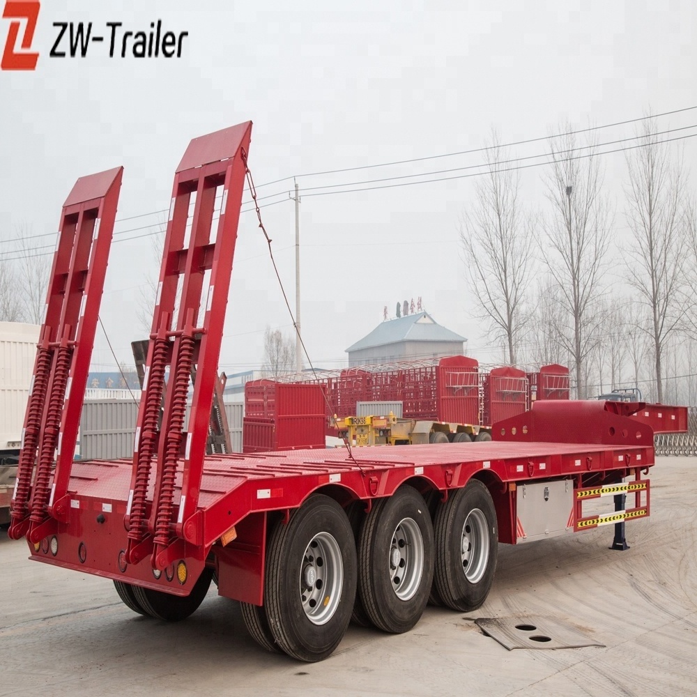 ZW Group Heavy Duty 3 4 Axle 40ton 60ton lowboy trailer gooseneck lowbed trailer for sale