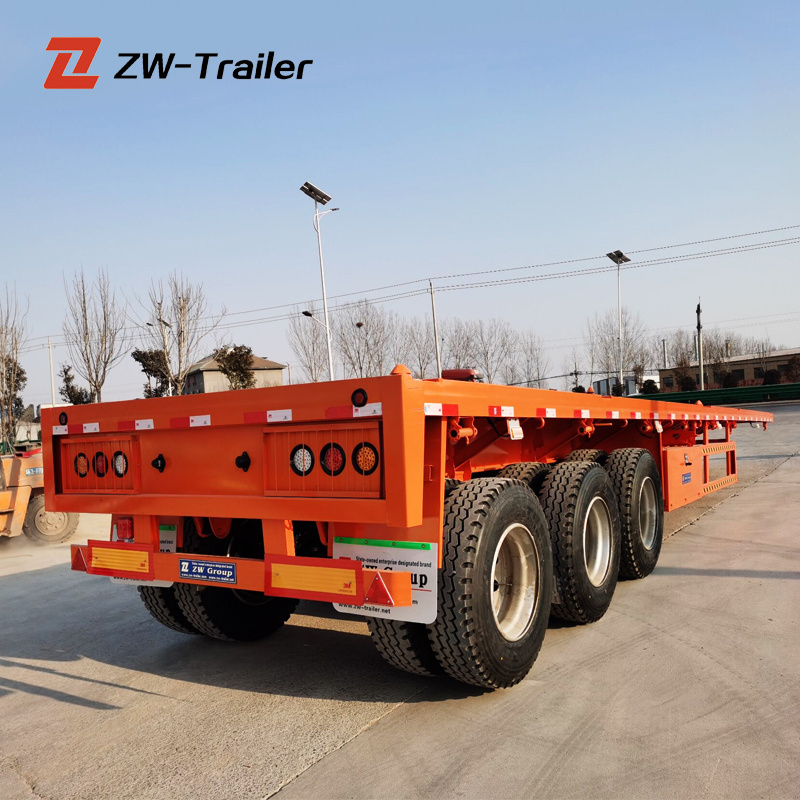 ZW Group 3 axle 40ft Container Flatbed Semi Trailer Truck For Guyana