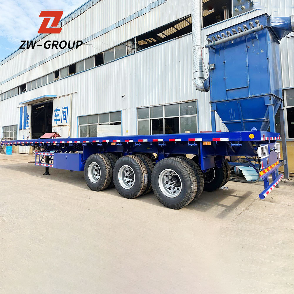 ZW Group 3 Axle 20ft Shipping Chassis Flatbed Semi Trailer 40ft Container trailer for tanzania