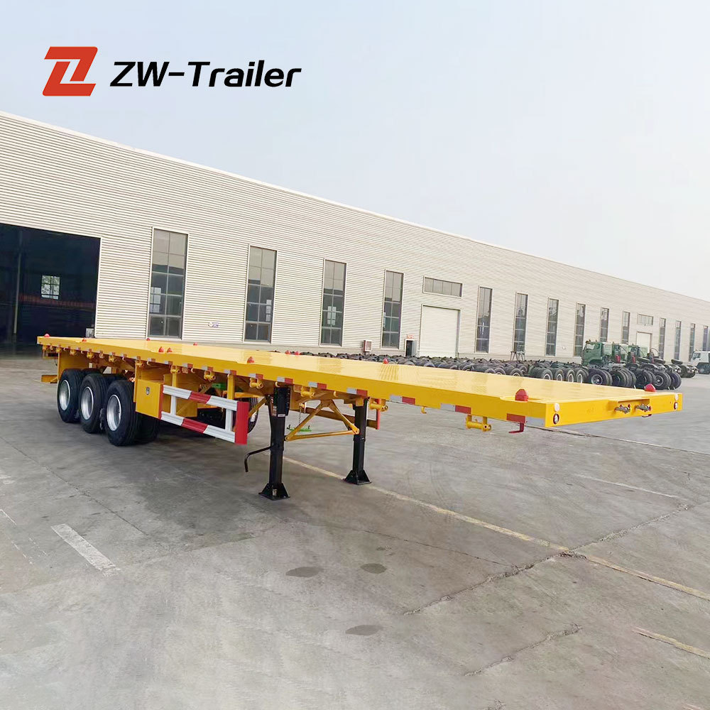 ZW Group 40 ft-60 ft 3 axle Flatbed Semi Trailer container shipping Flat bed Semi-trailer for tanzania