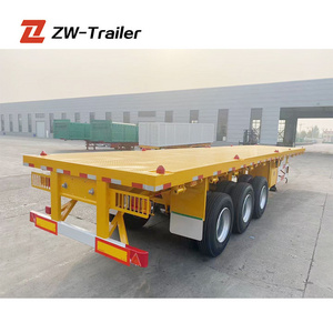 ZW Trailer factory 40 Feet 2 3 4 Axles Flatbed Semi Truck Trailers Flatbed Trailers for tanzania