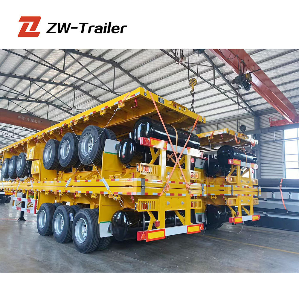 ZW Trailer factory 40 Feet 2 3 4 Axles Flatbed Semi Truck Trailers Flatbed Trailers for tanzania