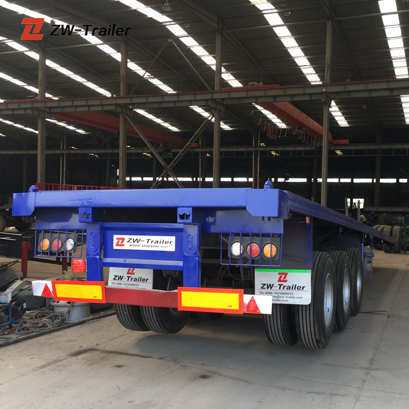 ZW Group 40 ft-60 ft 3 axle Flatbed Semi Trailer container shipping Flat bed Semi-trailer for tanzania