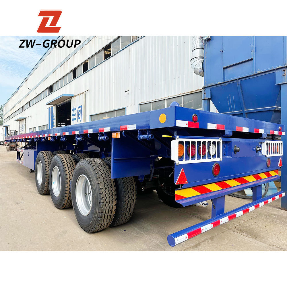 ZW Group 3 Axle 20ft Shipping Chassis Flatbed Semi Trailer 40ft Container trailer for tanzania