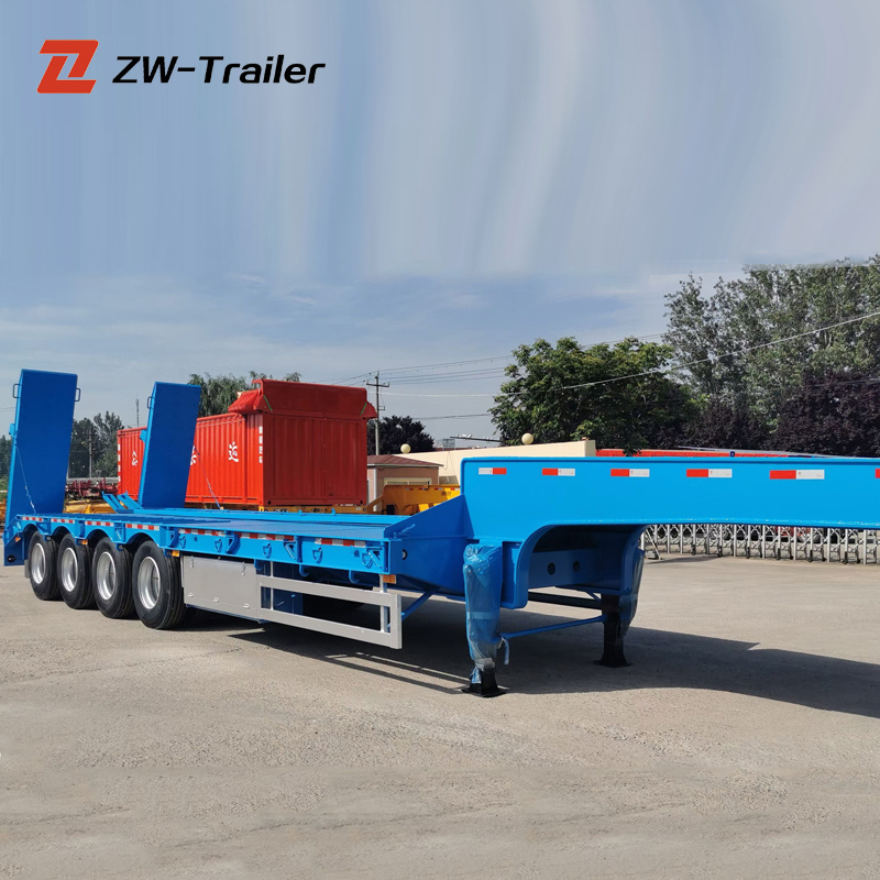 ZW Group Heavy Duty 3 4 Axle 40ton 60ton lowboy trailer gooseneck lowbed trailer for sale