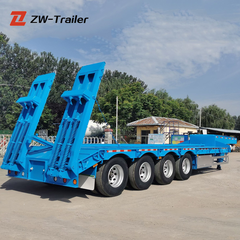 ZW Group Heavy Duty 3 4 Axle 40ton 60ton lowboy trailer gooseneck lowbed trailer for sale