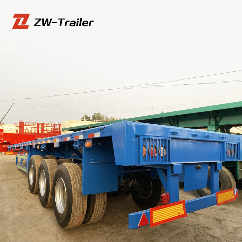 ZW Group 40 ft-60 ft 3 axle Flatbed Semi Trailer container shipping Flat bed Semi-trailer for tanzania