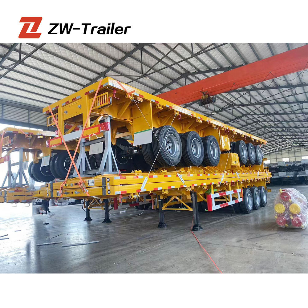 ZW Group 3 Axle 20ft Shipping Chassis Flatbed Semi Trailer 40ft Container trailer for tanzania