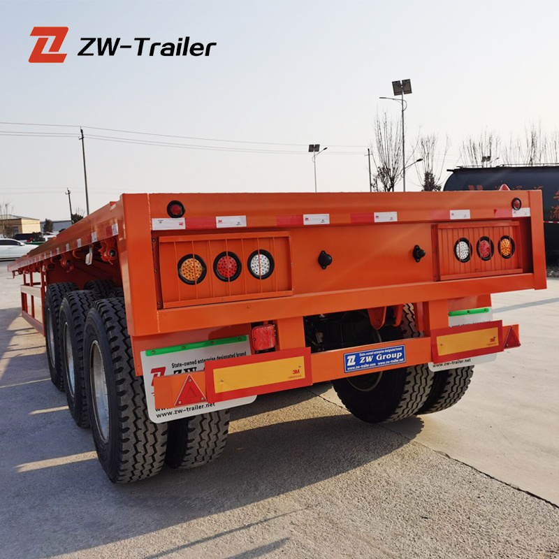 ZW Group 3 axle 40ft Container Flatbed Semi Trailer Truck For Guyana